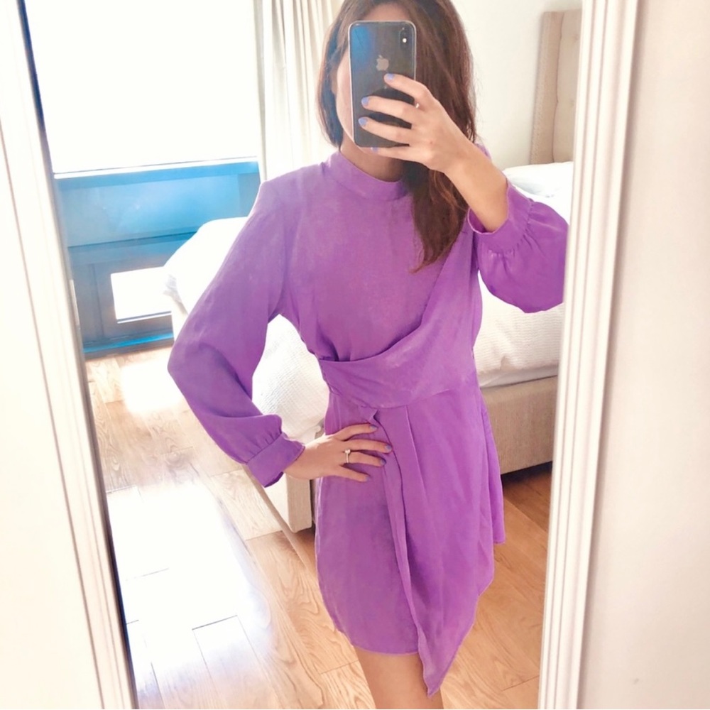 Zara Draped Satin Effect Dress Lilac